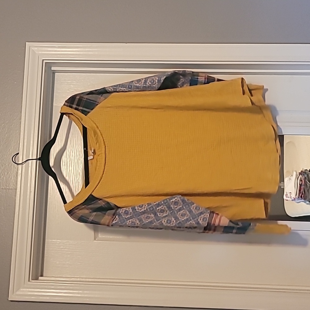 Mustard and Flannel Top